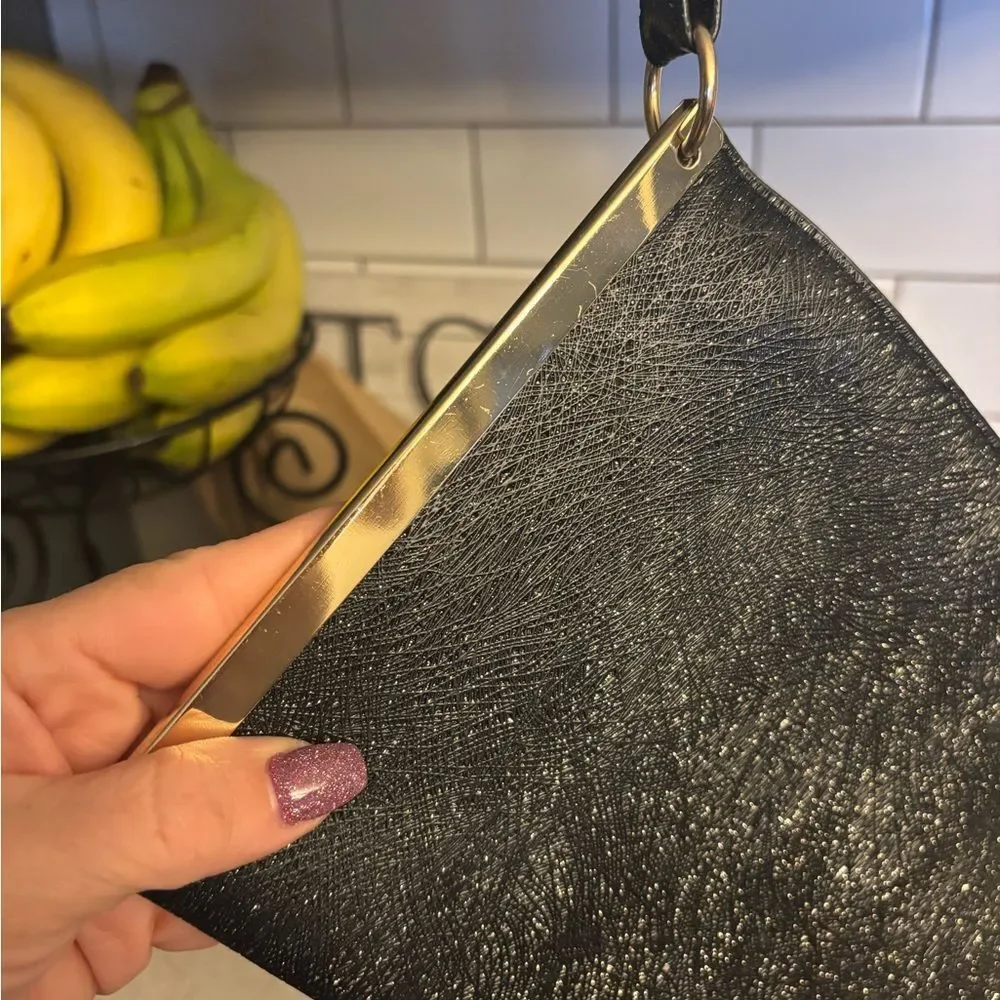 Black Clutch with Gold Accents